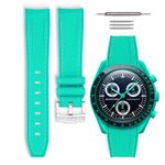 HORACE Rubber watch strap compatible with Omega x Swatch MoonSwatch Mission on Earth 20mm (POLAR LIGHTS Cyan/Cyan stitching)