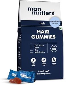 Man Matters Biotin Hair Gummies (30N) | No Added Sugar | With Biotin, DHT Blockers, Vitamin A, C, E, Zinc & Fibre | For Healthy & Strong Hair | Strawberry Flavour | 100% Veg & Gut Friendly