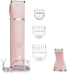 Bikini Trimmer for Women-2 in 1 IPX7 Waterproof Wet & Dry Use Body Hair Trimmer and Pubic Hair Trimmer-Rechargeable with Snap-in Ceramic Blades,Pink