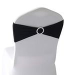 Black Spandex Chair Bands Sashes - 50 pcs Wedding Banquet Party Event Decoration Chair Bows Ties (Black, 50 pcs)