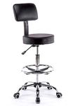 Livearty Round Height Adjustable Rolling Stool 63-90 cm / 24.8"-35.4" Drafting Stool with Foot Rest for Reception Bar Doctor Technician Office