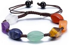 CrystalTears 7 Chakra Healing Crystal Bracelet Women Natural Gemstone Bead Bracelet Adjustable Braided Reiki Healing Yoga Stone Bracelets Lucky Crystal Jewellry Gifts for Women Girls Mum