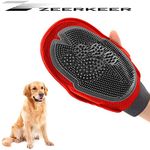 Zeerkeer Pet Grooming Glove, 2 in 1 Pet Massage Glove Pet Deshedding Brush Glove Pet Hair Remover Mitt Pet Brush Glove Massage Tool with Dual Side for Dogs and Cats