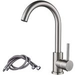 Brushed Kitchen Tap Stainless Steel Taps Single Lever Monobloc Kitchen Sink Mixer Taps 1 Hole Swivel Spout Kitchen Faucet