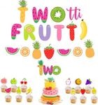 UTOPP Twotti Frutti Banner Watermelon 2nd Birthday Cake Topper Summer Fruit Themed Party,Second Supplies, Orange