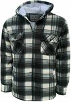 Mens Padded Shirts Lumberjack Hooded Flannel Check Jacket Thick Quilted Work Wear Warm Thermal Fleece Fur Lined Top Casual Coat Size M-XXL (XLarge, Grey)