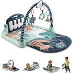 Fisher-Price Baby Playmat Kick & Play Piano Gym with Musical and Sensory Toys for Newborn to Toddler, Navy Fawn, HKX37