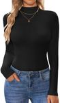 Ekouaer Turtleneck Shirt Women Long Sleeve Mock Neck Slim Fit Tops Thermal Base Layer Soft Lightweight Stretch Undershirts Black