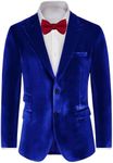 GRACE KARIN Mens Blue Velvet Blazer Two Button Slim Fit Suit Jacket Sports Coats for Men Party Dinner Prom