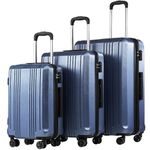 Coolife Luggage Expandable Suitcase PC+ABS with TSA Lock Spinner 20in24in28in (Ice Blue, 3 Piece Set)