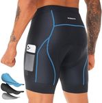 SPEEDCYC Men's Cycling Underwear Bike Shorts 4D Padded Bicycle MTB Liner Shorts Pocket with Anti-Slip Leg Grips Blue
