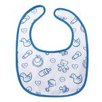 Littleforbig Cotton Waterproof Printed Adult Bib with Adjustable Velcro Closure - Nursery Blue Adult Bib