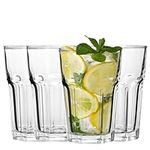 Premier Housewares 360ml Drinking Glass Set of 4 | Clear Tumbler Water Glasses for Everyday Use | Solid Tall Pint Glasses for Highball | for Juice, Cocktail, Restaurants, Home