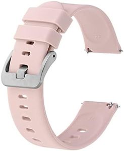 BISONSTRAP Silicone Watch Bands, Slim Watch Straps with Quick Release, 20mm, Pink with Silver Buckle