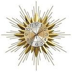 XIUWOUG Modern Petal Shape Art Clocks Metal Large,Sunbeam Wall Clock, for Wall Decoration for Living Room Bedroom Dining Room Kitchen Office,gold,55 * 55cm