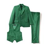 Yuanlu 3 Piece Suits for Boys Slim Fit Toddler Kids Tuxedo Set Green Size 14