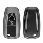 kwmobile Key Cover Compatible with Ford 2 Button Car Key Keyless Go - Soft TPU Car Key Fob Protector Case - Black Matte/Black