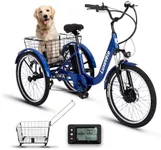 RegalRider Electric Tricycle for Adults, 7-Speed Electric Trike with 48V 624WH Removable Battery, 70Miles Long Lasting Range in PAS 1, 3 Wheel Electric Cargo Bikes for Adults 330lbs, RoyalBlue, 24"