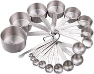 Smithcraft Measuring Cups and Spoons Set 18, Stainless Steel Measuring Cups and Spoons Set, 18/8(304) Steel Heavy Duty 8 Measuring Cups & 9 Measuring Spoons & 1 Stick for Kitchen & Baking Measuring