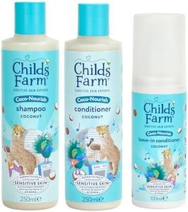 Childs Farm Kids Coco-Nourish Hair Regime Bundle |Tear Free Coconut Shampoo (250ml), Conditioner (250ml) and Leave-in Conditioner Spray (100ml) | Suitable for Dry, Curly and Coily Hair - 3 Pack