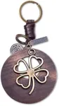 AuPra 4 Leaf Clover KeyChain Gift Women & Men Leather Lucky KeyRing Home Car Door Keys Holder Ladies Good Luck Present