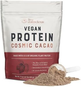 Live Conscious Organic Pea Protein Powder - Cosmic Cacao Chocolate Flavor | Low-carb Plant-Based Vegan Protein Blend - Pea, Brown Rice, Pumpkin, Sacha Inchi | 20 Servings, 17 oz