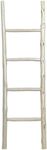 Deco 79 Teak Wood Handmade Partition Ladder 4 Rack Privacy Screen, Room Partition 18" x 2" x 59", White