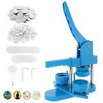 Dyna-Living Button Machine Badge Maker DIY Badge Press Machine with 200 Accessories & Circle Cutter, Rotating Blue Blanks Button Blanks Making Badge Maker Machine, 44mm/1.73in, Plastic