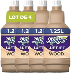 Swiffer Wetjet Wood Nettoyant Sol pour Balai Spray, 5L (4x 1.25L), Conçu pour les Sols en Bois Fini, Nettoie En Profondeur Et Retient La Saleté, Élimine Jusqu'a 99.9% Des Bactéries