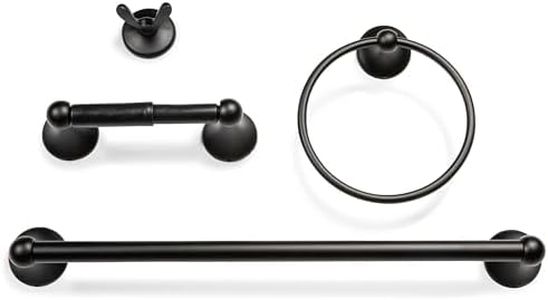 Dorence | 4-Piece Bathroom Hardware Set | Bathroom Towel Bar | Bath Accessories Sets for Bathroom | Bathroom Accessory | Bathroom Fixtures (Matte Black)