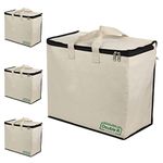 DOUBLE R BAGS Canvas Reinforced Cotton Handles with Multipurpose Clothes Storage Organizer For Grocery vegetable shopping and Covers Zip Bags (Black) -Pack of 4