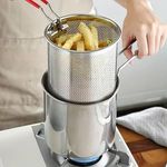 Virangna Enterprise Small Deep Frying Pot with Basket 1200ml Stainless Steel Fryer Pot with Long Handle Mini deep Oil Fryer for FrenchFries/Shrimp/Fish/Chicken Wings/Boiling Butter/Sauce/Gravies/Pasta