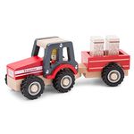 New Classic Toys Wooden Tractor with Hay Stacks for Toddlers 18+ Months Educational Toys for Preschool Age Toddlers Boys Girls