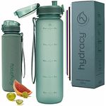 Hydracy Water Bottle with Time Marker -Large 1 Litre BPA Free Water Bottle & No Sweat Sleeve -Leak Proof Gym Bottle with Fruit Infuser Strainer & Times to Drink -Ideal for Fitness Sport & Outdoor