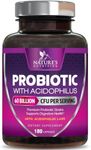 Probiotic 40 Billion CFU. Guaranteed Potency Until Expiration - 15x More Effective Patented Delay Release Lactobacillus Acidophilus - Made in USA - Digestive Health for Women & Men - 180 Capsules