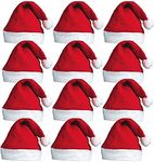 12pc Santa Hats - Christmas Party Hats Fancy Dress Christmas Hats or Santa Costume - Father Christmas Red Christmas Santa Hat Fun Christmas Hats - Christmas Hat for Xmas Office Party Santa Hat Bulk