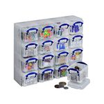 16 x 0.14 LITRE PLASTIC ORGANISER TOOL STORAGE BOX SET