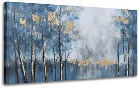 Yuaxker Tree Wall Art Blue and Gold Tree Canvas Painting Landscape Wall Decor for Living Room Bedroom Dinning Room Home Office Artwork,24x48 inich