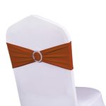 WENSINL Pack of 50 Stretch Terracotta Chair Sashes for Wedding, Elastic Chair Bands with Buckle Slider, Spandex Chair Bows for Party, without White Chair Covers (Terracotta)