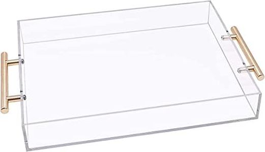 Acrylic Serving Tray with Gold Handle, Clear Food Tray for Coffee Table Kitchen