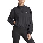 adidas Womens AEROREADY Training Essentials Woven Quarter Zip Jacket, Black/White, Large US