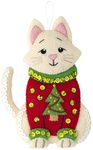 Bucilla Felt Ornaments Applique Kit Set of 6-Cats in Ugly Sweaters