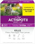 TevraPet Actispot II Flea Treatment for Small and Medium Cats 5-9 lbs | 6 Doses | Powerful Prevention and Control, Clear