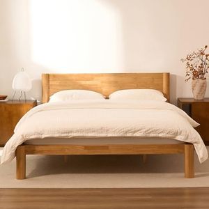 FLEXISPOT Hako G2 Japanese Joinery Bed Frame, Solid Rubberwood King Platform Bed with Storage Headboard, IAS&SGS Certified, Japandi Minimalist, No Tools Assembly, 1500lb Capacity, 10-Year Warranty