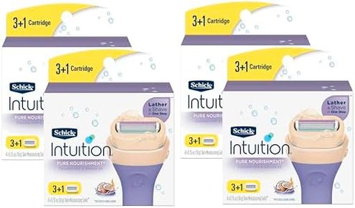 Schick Intuition - Pure Nourishment Coconut Milk & Almond Oil - Lather & Shave in One Step - Moisturizes During Shaving - 4 Count (Pack of 4) 16 Refill Cartridges