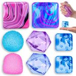 8 Pack Squishy Cubes Stress Balls for Sensory Fidget, Soft Textured SqueezeToys for Kids & Adults,Hand Exercise Fidgets for Stress Relief & Focus,Ideal for Classroom, Office, Autism Sensory Needs