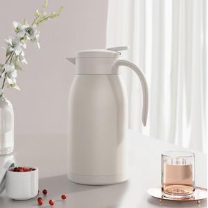 41 Oz Thermal Coffee Carafe Stainless Steel Insulated Thermos Double Wall Vacuum Flask Leak-Proof Thermos for Travel Office School Party Camping Use White