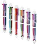 MAIHUO 6 PCS Multicolor Ballpoint Pen,0.5mm 6-in-1 Multicolor Pen,Retractable Ballpoint Pen,6 Colors Transparent Barrel Ballpoint Pen for Office School Supplies Students Children Gift