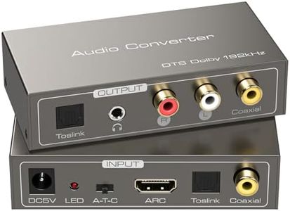 XPTSFDU HDMI ARC to RCA Audio Converter 3 in 1 Digital to Analog Audio Converter with Optical Coaxial ARC Input Toslink Coaxial RCA AUX Output Support Dolby DTS LPCM for TV Soundbar Home Theater