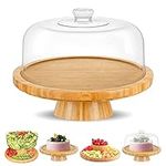 Bamboo Cake Stand with Dome Multi F